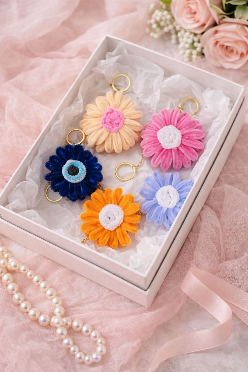 Crafted daisy keychain single piece