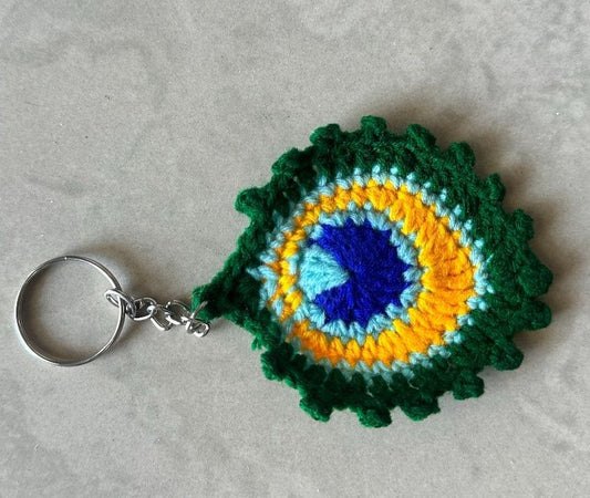 Peacock feather keychain