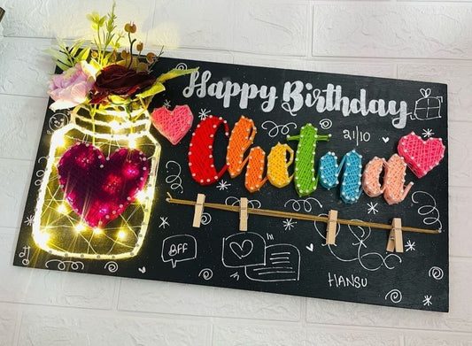 String art with name and photos